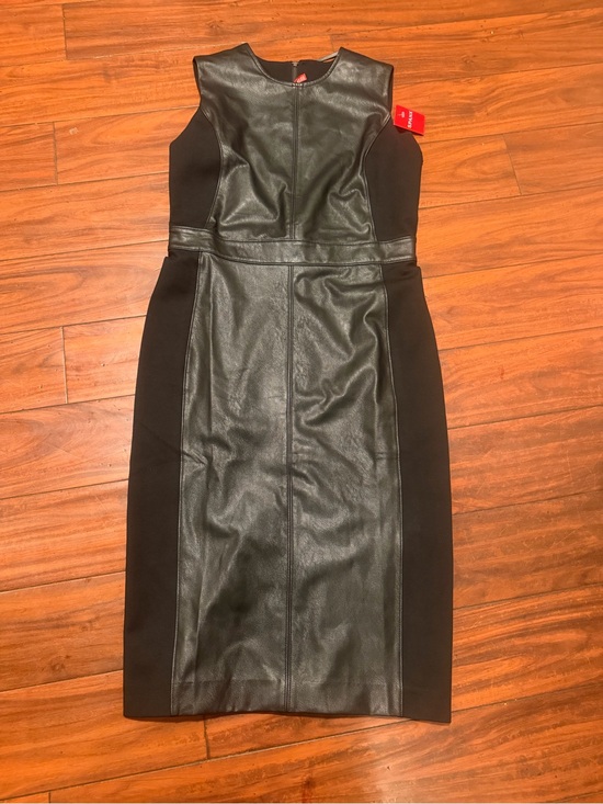 SPANX Dresses & Skirts - SPANX Black Faux Leather Paneled Midi Dress